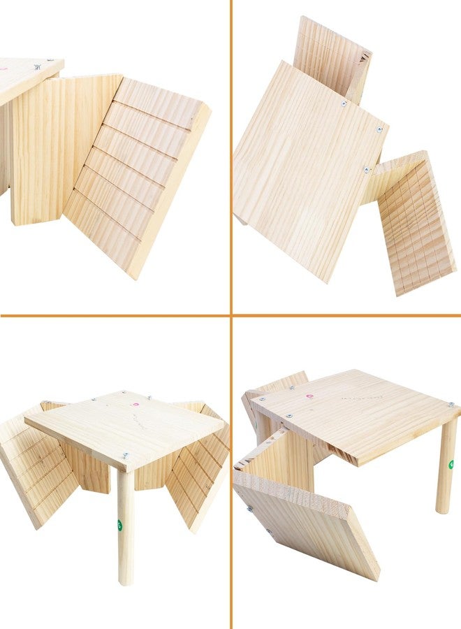 FlidRunest Wooden Large Hermit Crab W-Shaped Cave for Tank, Natural Hermit Crab Climbing Ladder Platform Set Toy, Safe Tank Corner Decor Hide Accessories Reptile Activity Platform - Image 5
